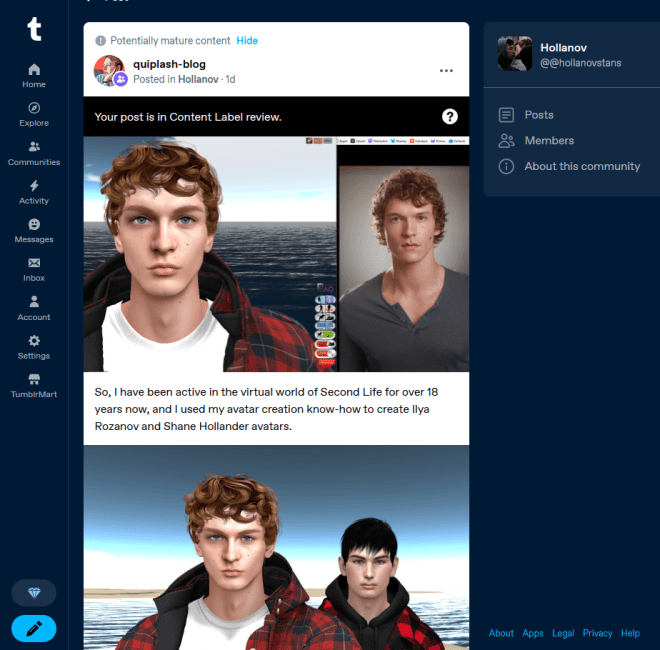 Crash Landing (and Showing Off My Shane Hollander and Ilya Rozanov Second Life Avatars) – Ryan Schultz
